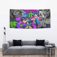 Hip Hop Battle Tapestry Spray Can Kid Character and Colorful Graffiti Street Art Design - Wonder Print Shop