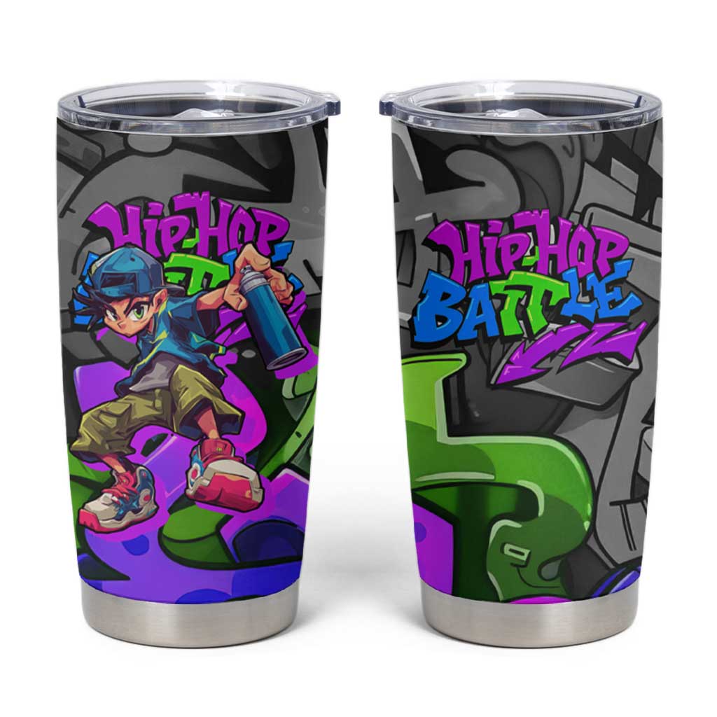Hip Hop Battle Tumbler Cup Spray Can Kid Character and Colorful Graffiti Street Art Design - Wonder Print Shop