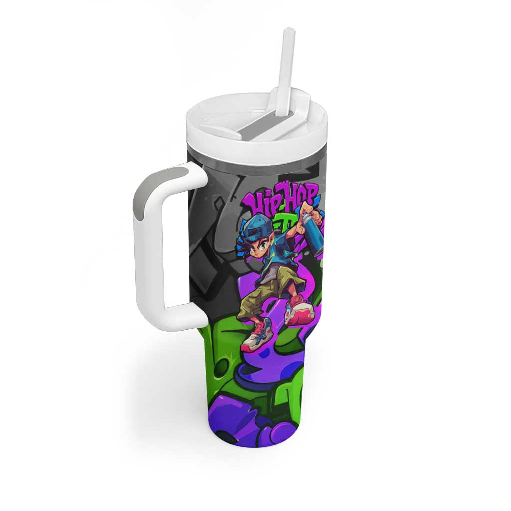 Hip Hop Battle Tumbler With Handle Spray Can Kid Character and Colorful Graffiti Street Art Design - Wonder Print Shop