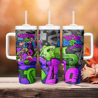 Hip Hop Battle Tumbler With Handle Spray Can Kid Character and Colorful Graffiti Street Art Design - Wonder Print Shop