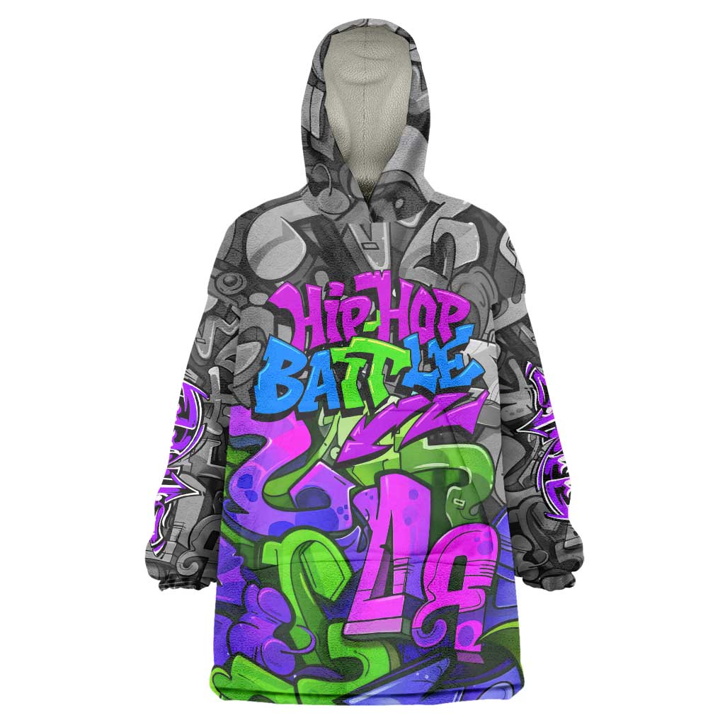 Hip Hop Battle Wearable Blanket Hoodie Spray Can Kid Character and Colorful Graffiti Street Art Design - Wonder Print Shop