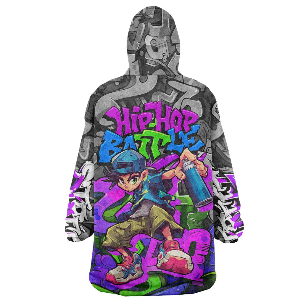 Hip Hop Battle Wearable Blanket Hoodie Spray Can Kid Character and Colorful Graffiti Street Art Design - Wonder Print Shop