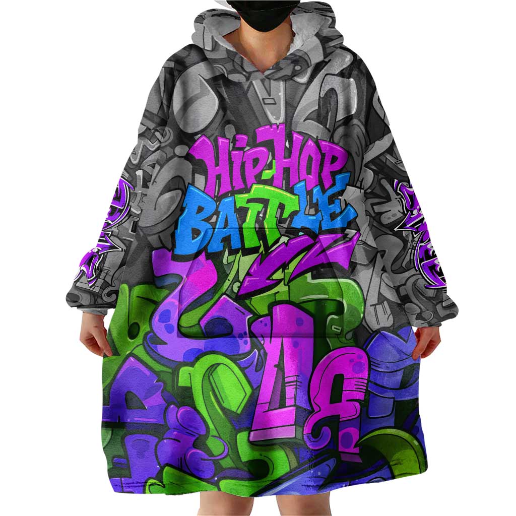 Hip Hop Battle Wearable Blanket Hoodie Spray Can Kid Character and Colorful Graffiti Street Art Design - Wonder Print Shop