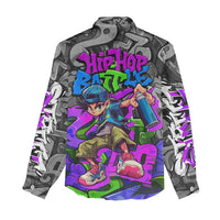 Hip Hop Battle Women Casual Shirt Spray Can Kid Character and Colorful Graffiti Street Art Design - Wonder Print Shop