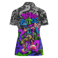 Hip Hop Battle Women Polo Shirt Spray Can Kid Character and Colorful Graffiti Street Art Design - Wonder Print Shop