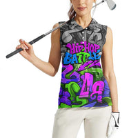 Hip Hop Battle Women Sleeveless Polo Shirt Spray Can Kid Character and Colorful Graffiti Street Art Design - Wonder Print Shop