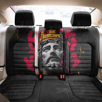Jesus Graffiti Design Back Car Seat Cover Crowned Portrait and Urban Street Art Style in Red Yellow Black Theme - Wonder Print Shop