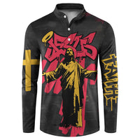 Jesus Graffiti Design Button Sweatshirt Crowned Portrait and Urban Street Art Style in Red Yellow Black Theme - Wonder Print Shop