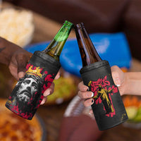 Jesus Graffiti Design 4 in 1 Can Cooler Tumbler Crowned Portrait and Urban Street Art Style in Red Yellow Black Theme - Wonder Print Shop
