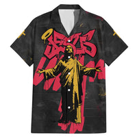 Jesus Graffiti Design Family Matching Mermaid Dress and Hawaiian Shirt Crowned Portrait and Urban Street Art Style in Red Yellow Black Theme - Wonder Print Shop