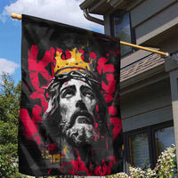 Jesus Graffiti Design Garden Flag Crowned Portrait and Urban Street Art Style in Red Yellow Black Theme - Wonder Print Shop