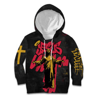Jesus Graffiti Design Kid Hoodie Crowned Portrait and Urban Street Art Style in Red Yellow Black Theme - Wonder Print Shop