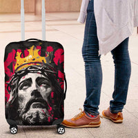 Jesus Graffiti Design Luggage Cover Crowned Portrait and Urban Street Art Style in Red Yellow Black Theme - Wonder Print Shop