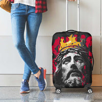 Jesus Graffiti Design Luggage Cover Crowned Portrait and Urban Street Art Style in Red Yellow Black Theme - Wonder Print Shop