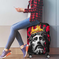 Jesus Graffiti Design Luggage Cover Crowned Portrait and Urban Street Art Style in Red Yellow Black Theme - Wonder Print Shop