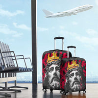 Jesus Graffiti Design Luggage Cover Crowned Portrait and Urban Street Art Style in Red Yellow Black Theme - Wonder Print Shop