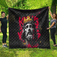 Jesus Graffiti Design Quilt Crowned Portrait and Urban Street Art Style in Red Yellow Black Theme - Wonder Print Shop