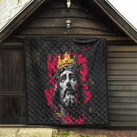 Jesus Graffiti Design Quilt Crowned Portrait and Urban Street Art Style in Red Yellow Black Theme - Wonder Print Shop