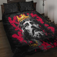 Jesus Graffiti Design Quilt Bed Set Crowned Portrait and Urban Street Art Style in Red Yellow Black Theme - Wonder Print Shop