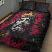 Jesus Graffiti Design Quilt Bed Set Crowned Portrait and Urban Street Art Style in Red Yellow Black Theme - Wonder Print Shop