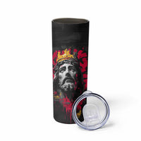 Jesus Graffiti Design Skinny Tumbler Crowned Portrait and Urban Street Art Style in Red Yellow Black Theme - Wonder Print Shop