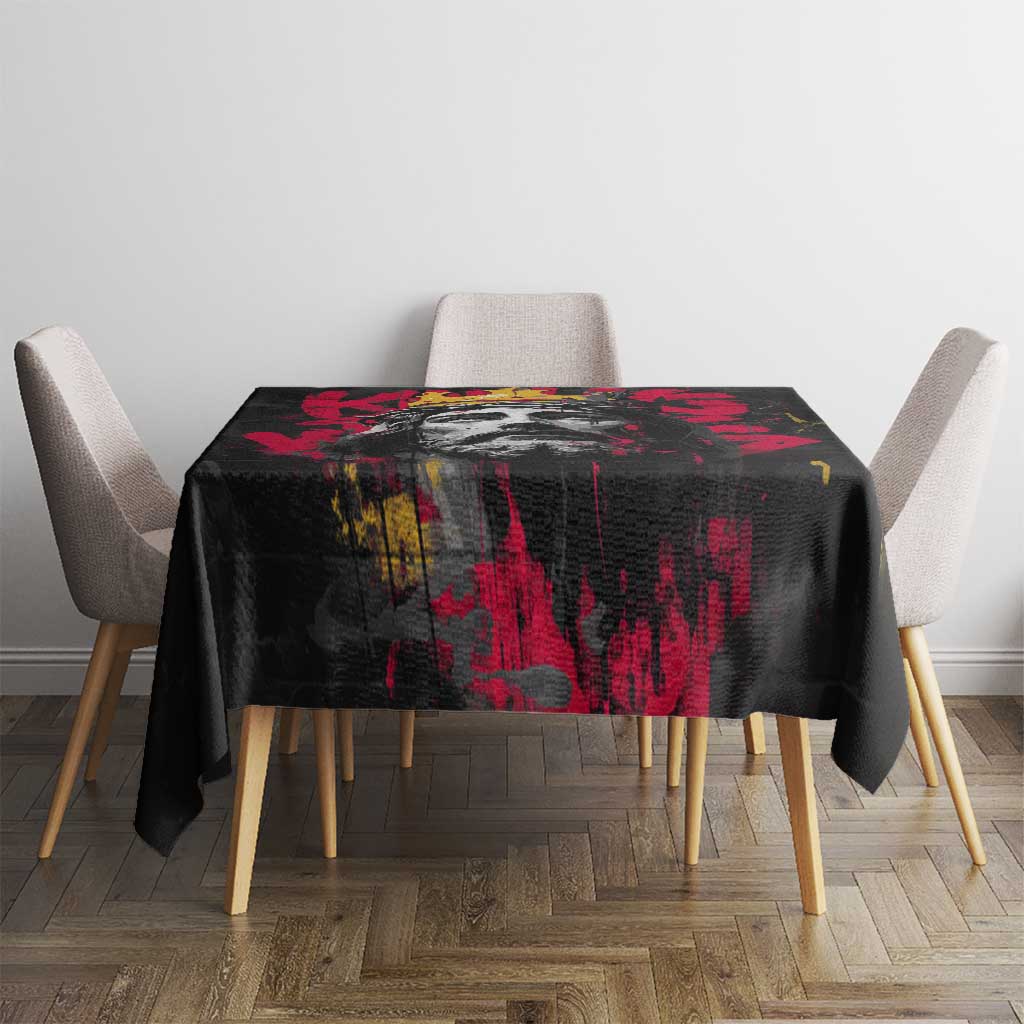 Jesus Graffiti Design Tablecloth Crowned Portrait and Urban Street Art Style in Red Yellow Black Theme - Wonder Print Shop
