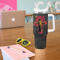 Jesus Graffiti Design Tumbler With Handle Crowned Portrait and Urban Street Art Style in Red Yellow Black Theme - Wonder Print Shop
