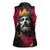 Jesus Graffiti Design Women Sleeveless Polo Shirt Crowned Portrait and Urban Street Art Style in Red Yellow Black Theme - Wonder Print Shop