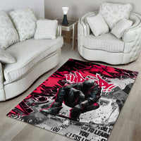 Hip Hop Graffiti Design Area Rug Sitting Hooded Figure and Red Black Street Art Elements - Wonder Print Shop
