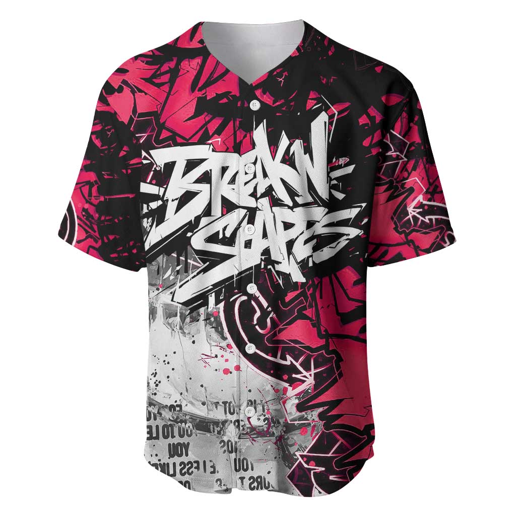 Hip Hop Graffiti Design Baseball Jersey Sitting Hooded Figure and Red Black Street Art Elements - Wonder Print Shop