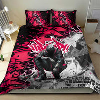 Hip Hop Graffiti Design Bedding Set Sitting Hooded Figure and Red Black Street Art Elements - Wonder Print Shop