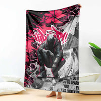 Hip Hop Graffiti Design Blanket Sitting Hooded Figure and Red Black Street Art Elements - Wonder Print Shop