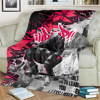 Hip Hop Graffiti Design Blanket Sitting Hooded Figure and Red Black Street Art Elements - Wonder Print Shop
