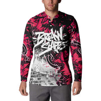 Hip Hop Graffiti Design Button Sweatshirt Sitting Hooded Figure and Red Black Street Art Elements - Wonder Print Shop