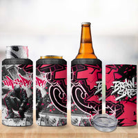 Hip Hop Graffiti Design 4 in 1 Can Cooler Tumbler Sitting Hooded Figure and Red Black Street Art Elements - Wonder Print Shop