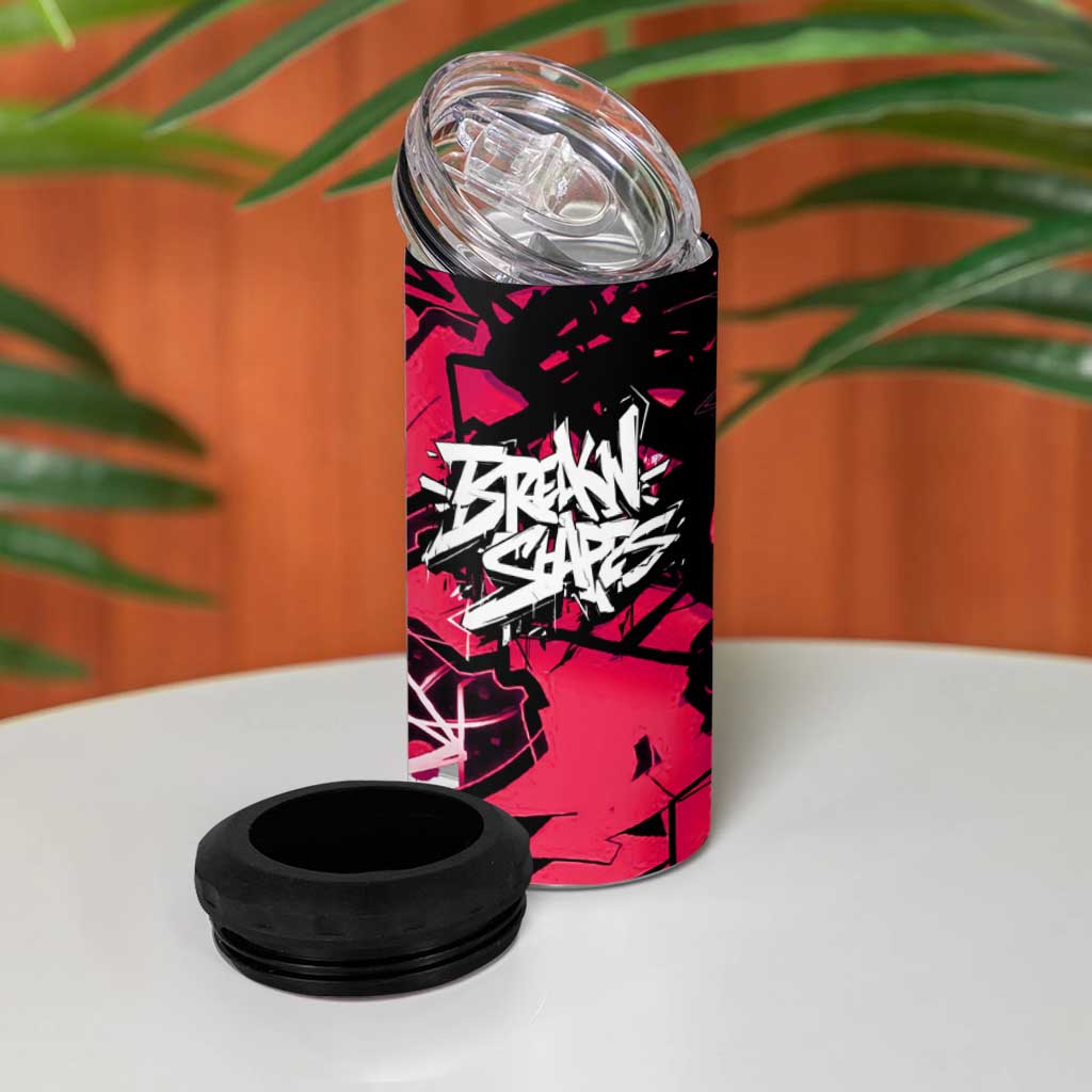 Hip Hop Graffiti Design 4 in 1 Can Cooler Tumbler Sitting Hooded Figure and Red Black Street Art Elements - Wonder Print Shop