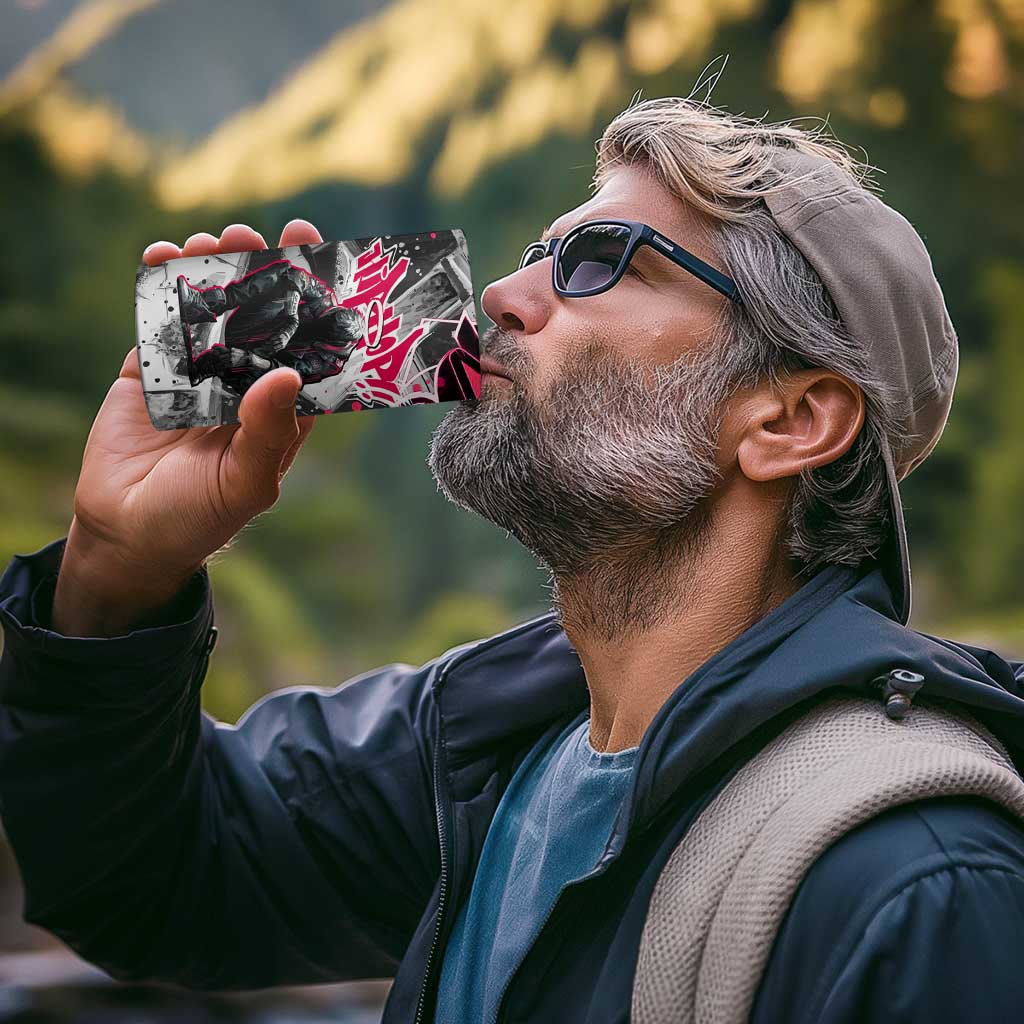 Hip Hop Graffiti Design 4 in 1 Can Cooler Tumbler Sitting Hooded Figure and Red Black Street Art Elements - Wonder Print Shop