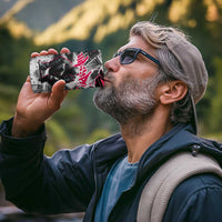 Hip Hop Graffiti Design 4 in 1 Can Cooler Tumbler Sitting Hooded Figure and Red Black Street Art Elements - Wonder Print Shop