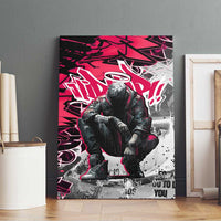 Hip Hop Graffiti Design Canvas Wall Art Sitting Hooded Figure and Red Black Street Art Elements - Wonder Print Shop