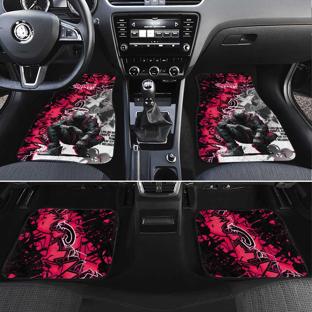Hip Hop Graffiti Design Car Mats Sitting Hooded Figure and Red Black Street Art Elements - Wonder Print Shop