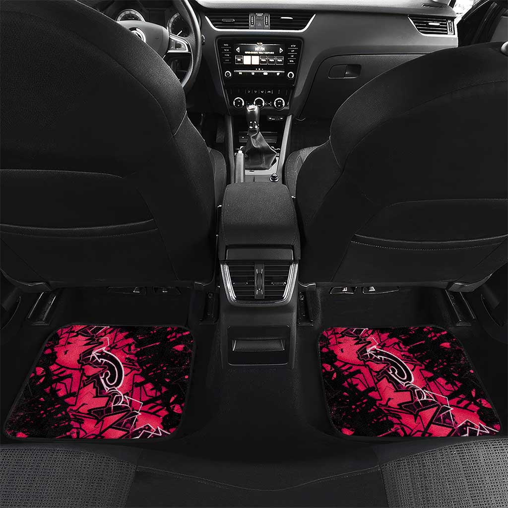 Hip Hop Graffiti Design Car Mats Sitting Hooded Figure and Red Black Street Art Elements - Wonder Print Shop