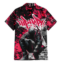 Hip Hop Graffiti Design Family Matching Mermaid Dress and Hawaiian Shirt Sitting Hooded Figure and Red Black Street Art Elements - Wonder Print Shop