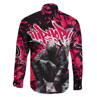 Hip Hop Graffiti Design Family Matching Mermaid Dress and Hawaiian Shirt Sitting Hooded Figure and Red Black Street Art Elements - Wonder Print Shop