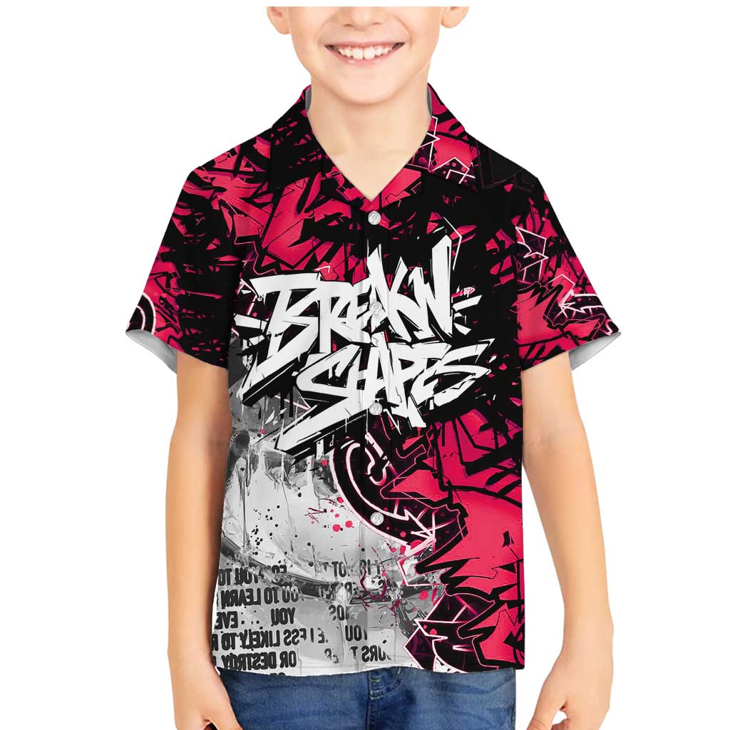 Hip Hop Graffiti Design Family Matching Mermaid Dress and Hawaiian Shirt Sitting Hooded Figure and Red Black Street Art Elements - Wonder Print Shop