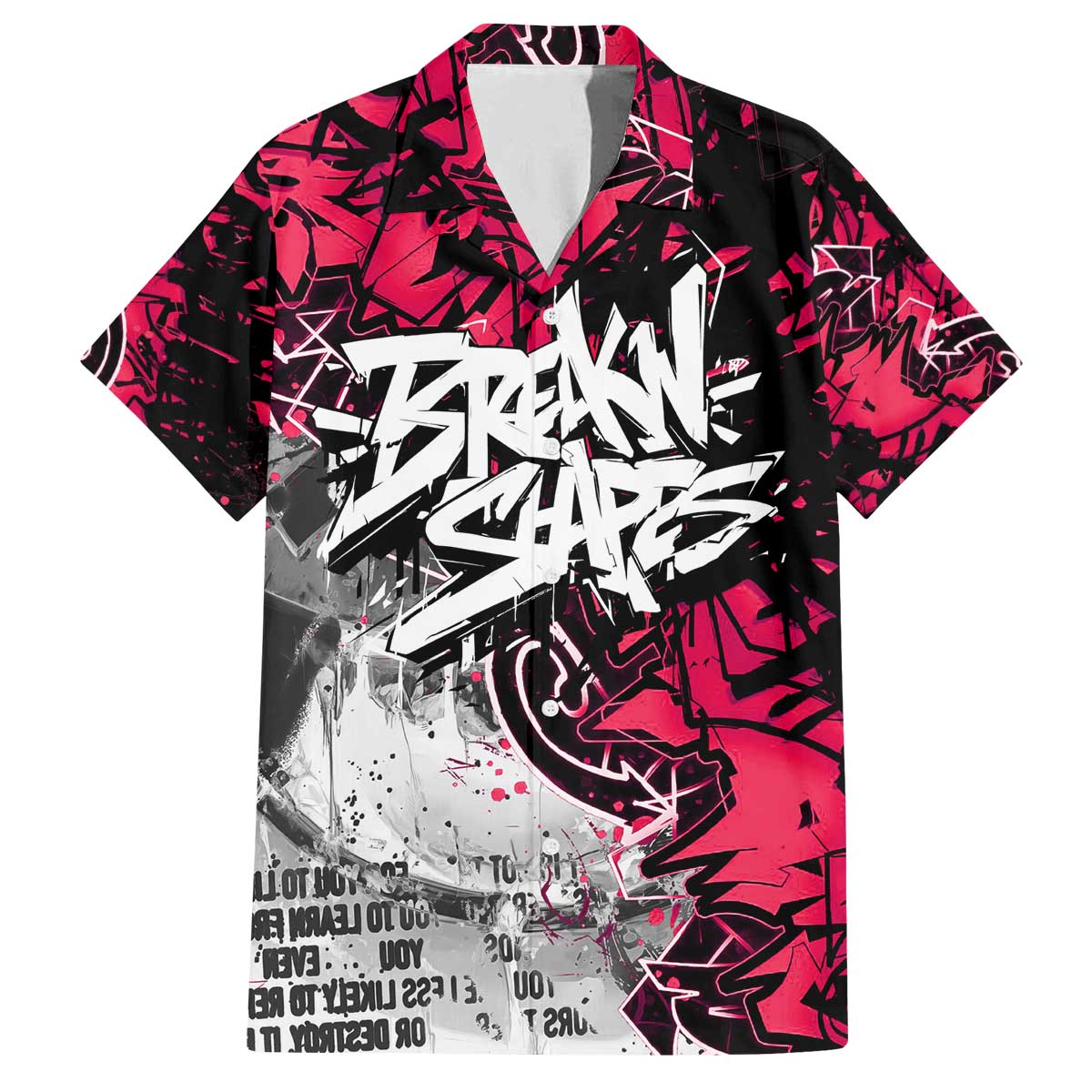 Hip Hop Graffiti Design Family Matching Off The Shoulder Long Sleeve Dress and Hawaiian Shirt Sitting Hooded Figure and Red Black Street Art Elements - Wonder Print Shop