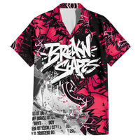 Hip Hop Graffiti Design Family Matching Off The Shoulder Long Sleeve Dress and Hawaiian Shirt Sitting Hooded Figure and Red Black Street Art Elements - Wonder Print Shop