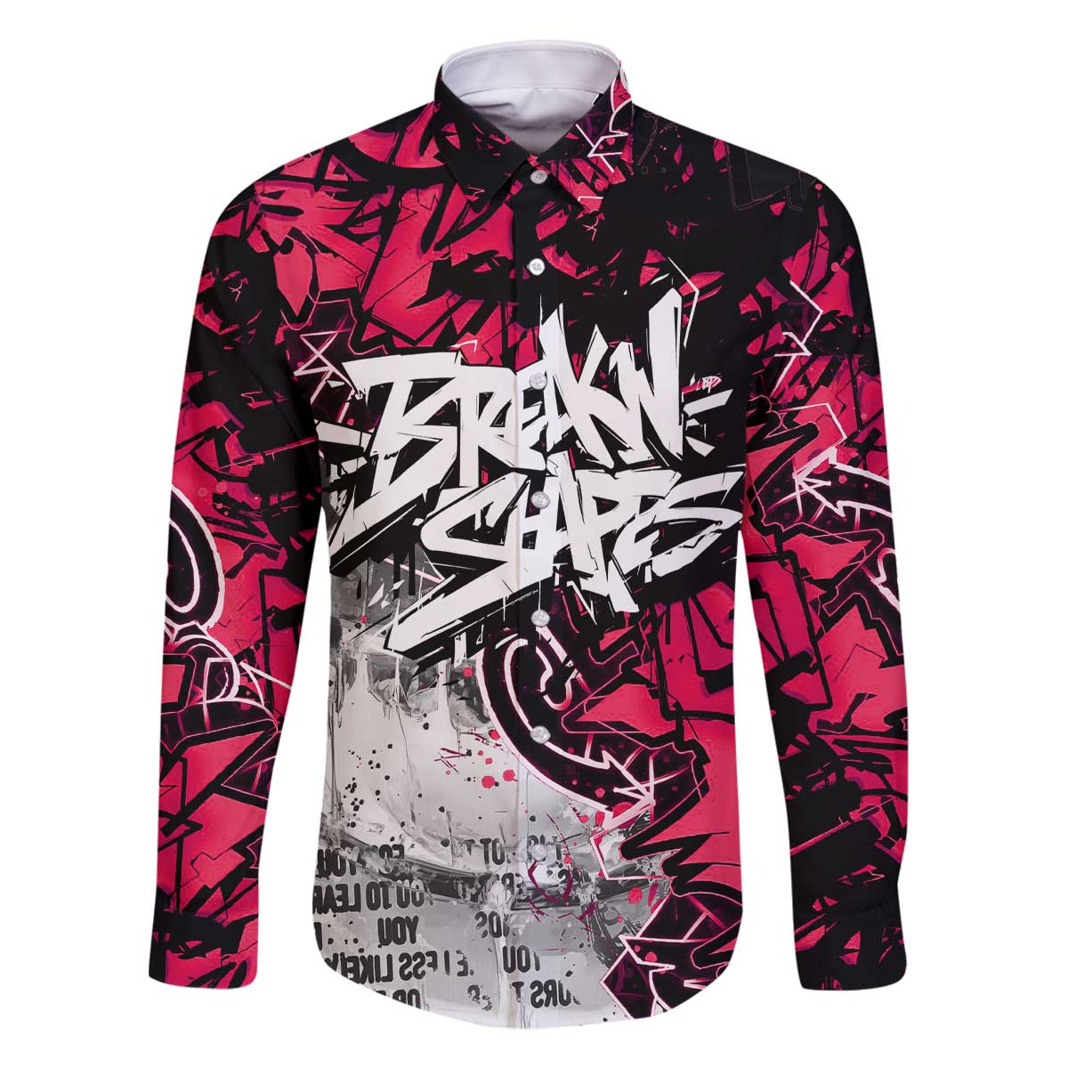 Hip Hop Graffiti Design Family Matching Off The Shoulder Long Sleeve Dress and Hawaiian Shirt Sitting Hooded Figure and Red Black Street Art Elements - Wonder Print Shop