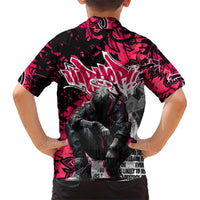 Hip Hop Graffiti Design Family Matching Short Sleeve Bodycon Dress and Hawaiian Shirt Sitting Hooded Figure and Red Black Street Art Elements - Wonder Print Shop