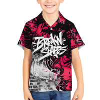 Hip Hop Graffiti Design Family Matching Short Sleeve Bodycon Dress and Hawaiian Shirt Sitting Hooded Figure and Red Black Street Art Elements - Wonder Print Shop