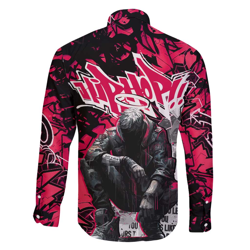 Hip Hop Graffiti Design Family Matching Tank Maxi Dress and Hawaiian Shirt Sitting Hooded Figure and Red Black Street Art Elements - Wonder Print Shop